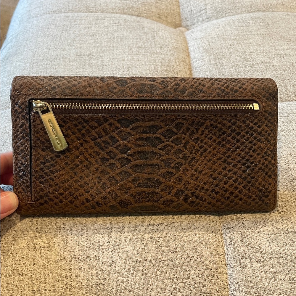 Michael Kors Dark Brown Embossed Python Wallet - image 3